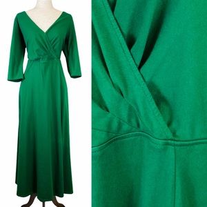 EUC eShakti 3/4 Length Sleeve Surplice Maxi Dress